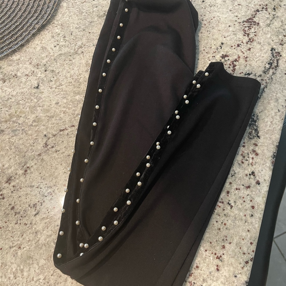Black leggings with Pearl Accents